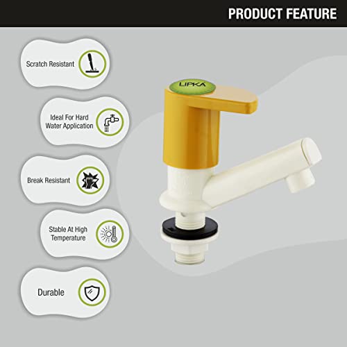 Image of LIPKA Pack of 2 Pecker Pillar Tap Faucet | PTMT Water Tap | Ivory /Yellow Color |