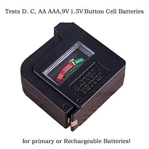 Battery Tester,Universal Battery Checker Meter,Multi Purpose Household Battery Load Tester Checker For Aa/Aaa/C/D/9V/1.5V Small Button Cell Batteries 12 V Lantern Cells & More (Black) #TOP4
