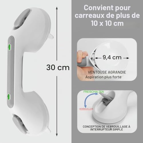 Barre d'appui douche ventouse Newthinking pour securite senior - 4