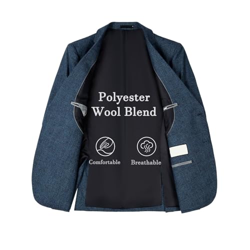 ROZU Tweed Plaid Mens Suit 2 Piece Set for Men Slim Fit Suit Blazer Pants Tuxedo Set for Casual Business4