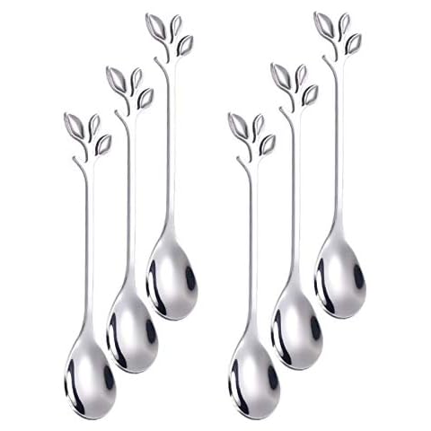 Turbokey Demitasse Espresso Spoons, 4.7 Inches Coffee Spoon Stainless Steel Mini Coffee Spoons Set of 6, Small Spoons for Dessert,Tea,Appetizer,Party Supplies (6 Spoons-Silver) Cover