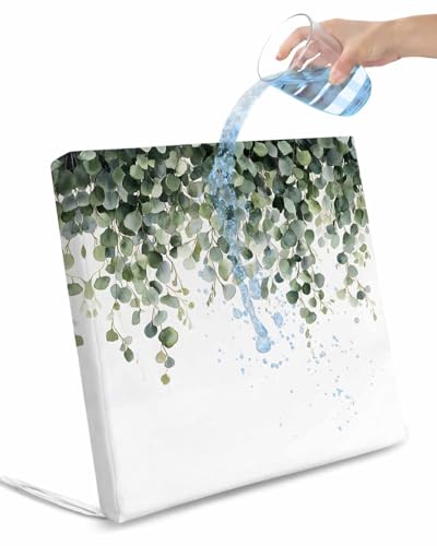 2 Pack Botanical Leaves Waterproof Cushion Covers with Ties, Outdoor Patio Chaise Lounge Chair Seat Cushion Slip Covers Replacement(Only Cover) Farmhouse Simple Eucalyptus Branches 22