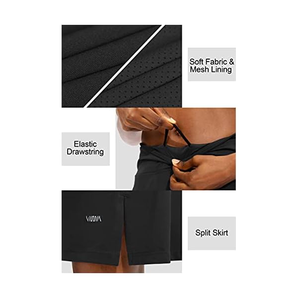 Viodia Women's 20" Knee Length Skorts Skirts Athletic Tennis Golf Skirt for Women Modest Sports Casual Summer Skirt with 5 Pockets Black