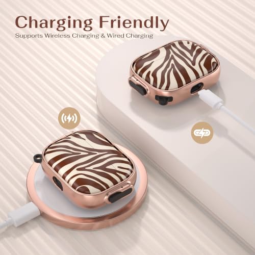 Image of for AirPods Pro 3rd Case with Safety Lock, Magsafe Compatible,Zebra Stripes | Double Secure Lock,Drop Protection,Two-Piece Design,with Gold Keychain, Anti Lost, Dustproof, Cute AirPod Pro 3 Case