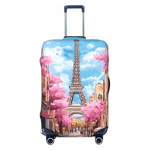 Paris Eiffel Tower Elastic Travel Luggage Cover, Washable Spandex Suitcase Protector, Anti-Scratch Fits 18-32 Inch