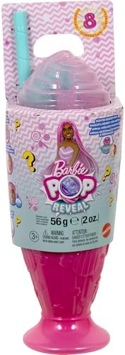 Barbie Pop Reveal Serisi bebek ve aksesuar seti, Atıştırmalık Serisi, Lolipop Düşkünü Şeker Kız ve evcil hayvanı, renk değişimi dahil 8 sürpriz, JFY62 - Görsel 5
