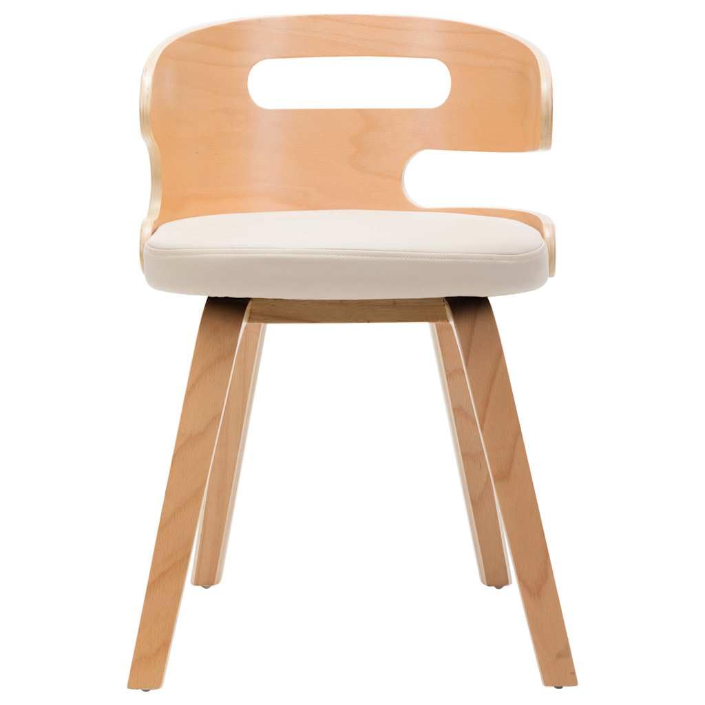 Lot de 4 Chaises à Manger Crème Bois Courbé Similicuir