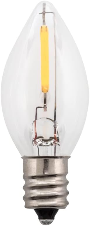 Creative Hobbies LED Night Light Bulbs, 4W 5W 6W 7W Incandescent Equivalent, C7 Candelabra Base, Indoor and Outdoor Christmas Light Strings, Electric Window Candles, Night Lights (25)