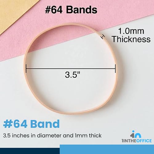 1Intheoffice Rubber Bands #64, Thick Rubber Bands, Heavy Duty Rubber Bands, Beige, Size 64, 380Pack #TOP2