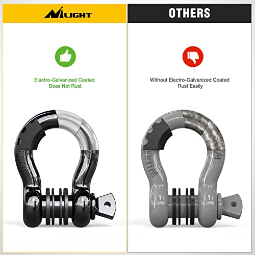 Image of Nilight - 90052B 2 Pack 3 /4 inch D-Ring Shackle 4.75 Ton (9500 Lbs) Capacity with 7 /8 inch Pin Heavy Duty Off Road Recovery Shackle with Isolators & Washer Kit for Jeep Truck Vehicle , Black