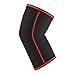 Elbow Sleeves 5mm (1 Pair) - High Performance Elbow Sleeve Support for Weightlifting, Weight Training & Powerlifting - Best Compression Straps - for Men and Women (Large, Black/Red)
