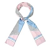 sourcing map Bufanda de rayas de lunares para mujer, pañuelo para el cuello, pañuelo para el cuello, banda para el pelo, Rosa y azul., 146 x 13cm / 57.48 x 5.12 inches(L*W)