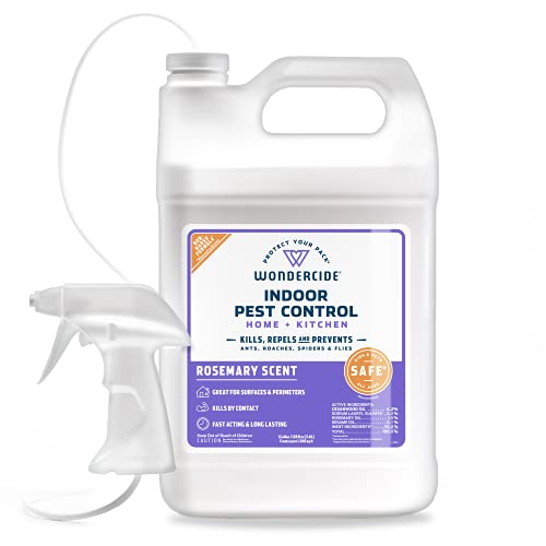 Image of Wondercide - Indoor Pest Control Spray for Home and Kitchen - Ant, Roach, Spider, Fly, Flea, Bug Killer and Insect Repellent - with Natural Essential Oils - Pet and Family Safe - Rosemary 128 oz