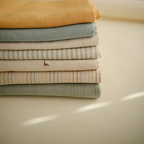 Image of mushie Muslin Baby Swaddle Blanket | 100% Organic Cotton (Sage Stripe)