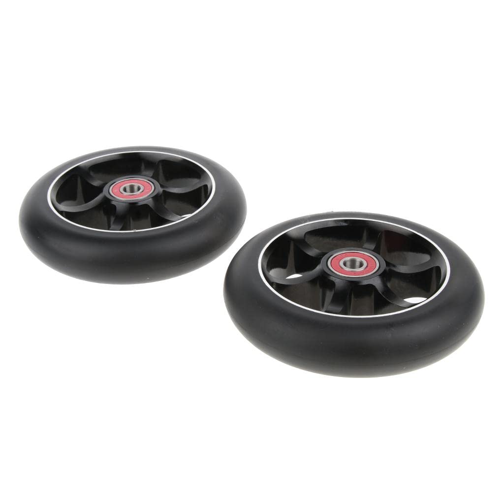 Harilla Lot de 2 Roues de Rechange pour avec Roulements, 110 Mm, Pièces Détachées pour Trottinettes de Sport en Plein Air pour Filles et Garçons, Noir
