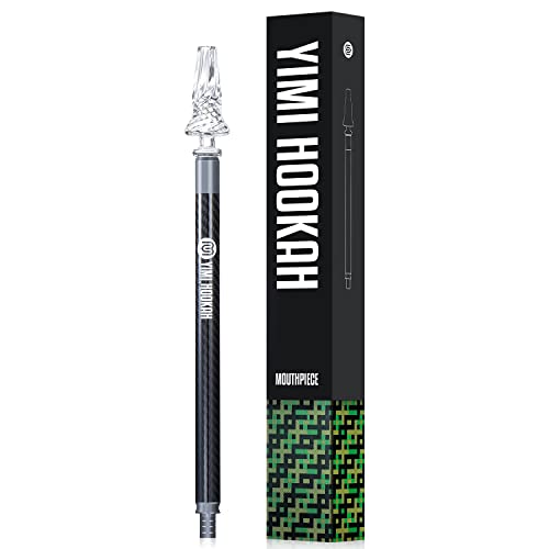 Yimi Hookah® Bocchino per Narghilè in fibra di carbonio con Bocchini per narghile igienici in vetro in alluminio | Bocchino per narghilè in carbonio | Accessori per narghilè(Grigio)