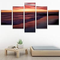 SIGNWIN 5 Panel Canvas Wall Art Landscape Ocean for Home Decorations Ready to Hang - 60