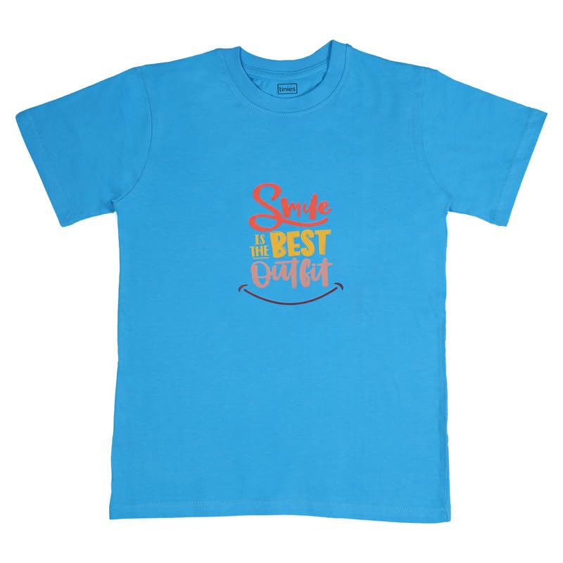tinies Smile Crew Neck Kids T-Shirt for Boy's Cotton Regular Fit Half Sleeves T-RN85