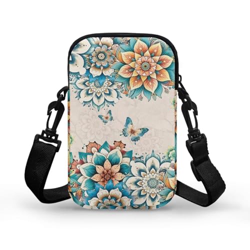 HUGS IDEA Mandala Butterfly Print Small Messenger Bag School Crossbody Purse Cross-body Pouch for Kids2