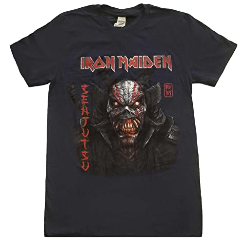 T-shirt Iron Maiden Senjutsu Navy Bleu col rond vêtement unisexe avec impression dos