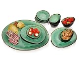 Sänger | Serving plates set Palm Beach, 11-piece stoneware set, serving plates, bowls, vintage desig