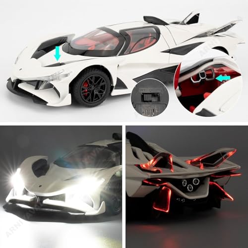 Image of 1 /24 Apollo EVO Alloy Car Model Pull Back Function with Realistic Sound & Bright LED Lights Perfect Toy Car for Kids & Collectors (White)