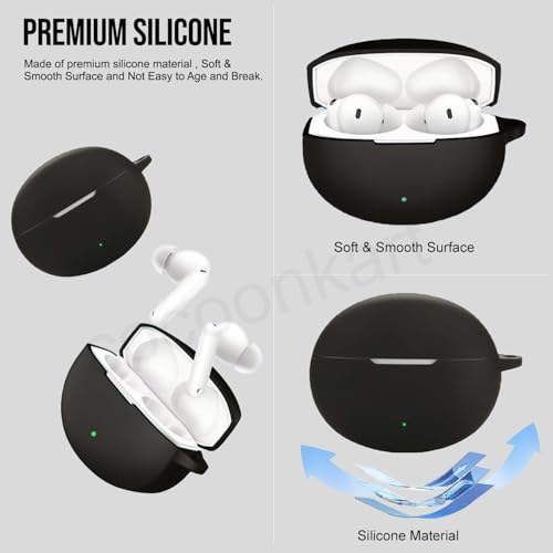 Image of Silicone Case Cover for OnePlus Buds 4 with Cleaner Kit,Lanyard & 4 Pcs Cable Protectors (Black)