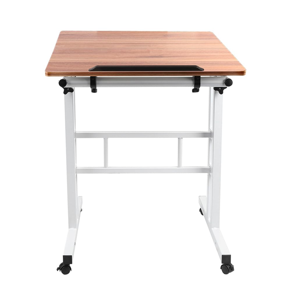 Bureau Informatique Réglable en Hauteur Table pour Ordinateur Portable avec Roulettes, Table pour PC Bureau Debout, M, 80 x 60 x 67-115cm, Noir