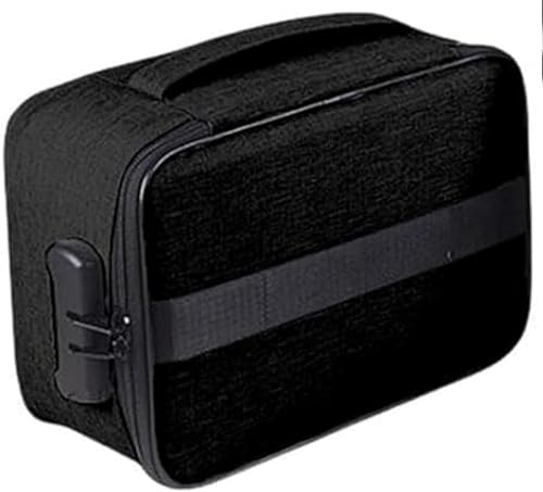 Zdaqian 印鑑保存ケース カード収納ポーチ 通帳収納ボックス ダイヤルロック式 住所印鑑 法人印鑑ケース 家族管理対応 銀行印 貴重品 撥水 防傷素材 便利グッズ 旅行 出張に最適 内部仕切り調整可能 事務用品収納用 (ブラック,12 ポジション)