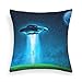 VERCART Fodere per Cuscini Decorative Astronave aliena Federe Copricuscini Stampati Icona piattino Copricuscino per Divano Rapimento di un essere umano Copricuscini Blu 60x60cm 16064