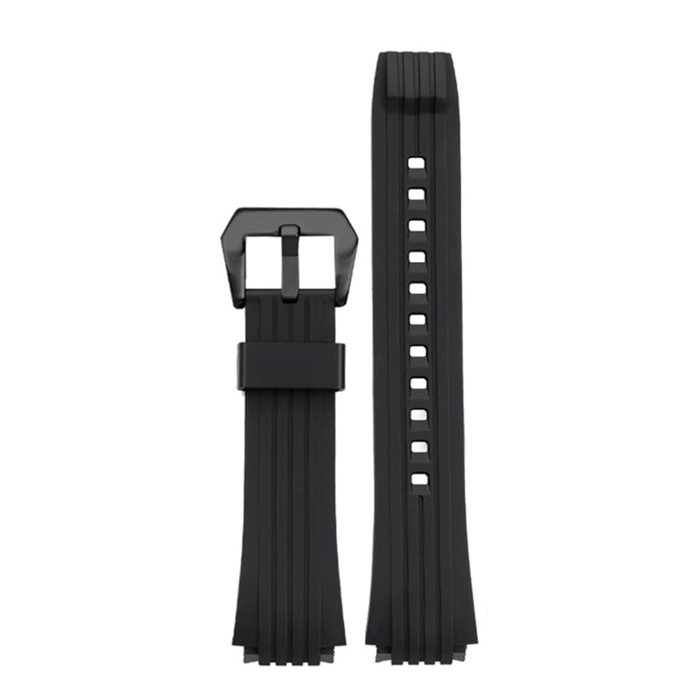 Amaupckca Black Bk 20Mm Waterproof Silicone Watch Strap For Casio Edifice Series Ecb-10Ypb Ecb-950 Special Convex Rubber Watchband Sports Bracelet(Black Bk)