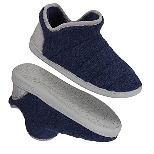 DUNLOP Zapatillas Casa Hombre Altas, Pantuflas Hombre Forro Borreguito, Zapatillas Hombre Bota Con Suela Antideslizante, Regalos Para Hombres Adolescentes (42 EU, Azul/Gris, numeric_42)