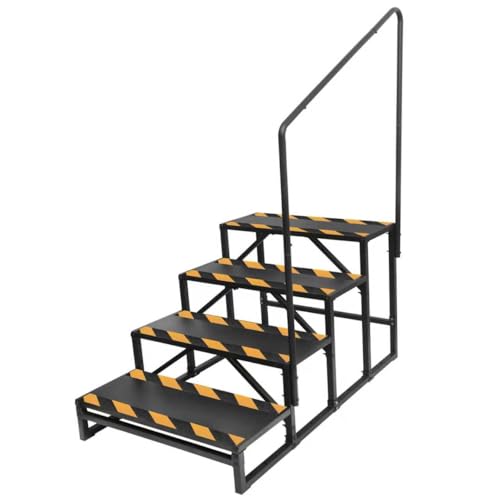 OUTPRIZE RV Steps with Handrail 4-Step Anti-Slip Heavy Duty Stable Universal Stair for RV Travel Trailers Pool Hot Tub Trampoline