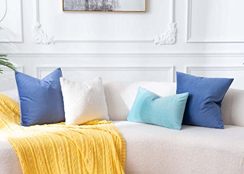 Image of JUSPURBET 16x16 Decorative Velvet Throw Pillow Covers Cases Set of 2,Blue | Modern Soft Cushion Covers with Hidden Zipper for Couch Sofa Bed Living Room Bedroom Home Decor