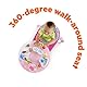 Bright Starts, Around We Go Tropic Coral 2-in-1 Spielstation & Lauflernwagen, Spieletisch mit Lichtern & Musik, 10 Aktivität Spielzeug, motorische Entwicklung, rosa, ab 6 Monaten