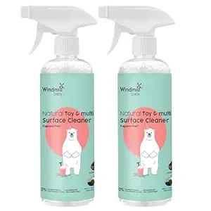 Windmill baby Natural Toy & Multi Surface Cleaner, USDA Certified, Fragrance Free, No Fumes, for mats, cribs, glass windows and more - Pack of 2 (450ml each)