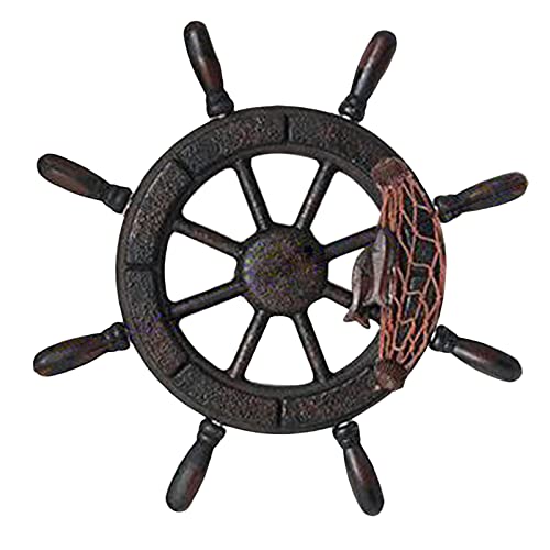 Wswqop Timón de Barco Decorativo de Pared Ornamento Náutico de Madera Estilo Mediterráneo Adecuado para Sala de Estar Estudio Regalo Decoración de Hogar,