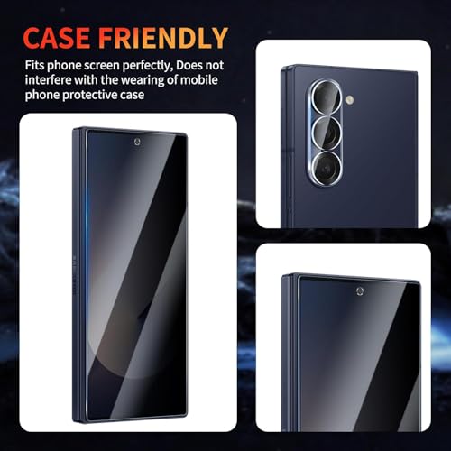 Image of SHILD Tempered Glass Screen Protector Compatible with -------- (6.8 Inch) | 9H Hardness | Military-Grade Protection | Anti-Scratch | HD Clear | 100% Fingerprint Unlock Support | Easy Installation | Pack of 2 (For Galaxy Z Fold 6 Privacy)