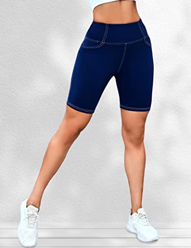 VOOVEEYA 5"/8" High Waisted Yoga Biker Shorts with Pockets for Women - Butt Lifting Workout Spandex Booty Gym Shorts2