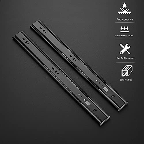 Image of Ravinte 18 Inch Soft Close Drawer Slides 1 Pairs 2 Pack Black Full Extension Ball Bearing Drawer Glide Side Mount