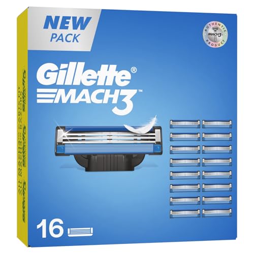 Image of Gillette Mach3, Shaving Blades For Men | 16 Cartridges, Mega Savings Pack | 16 Cartridges Last Up-To 240 Shaves | Your Most Comfortable Shave