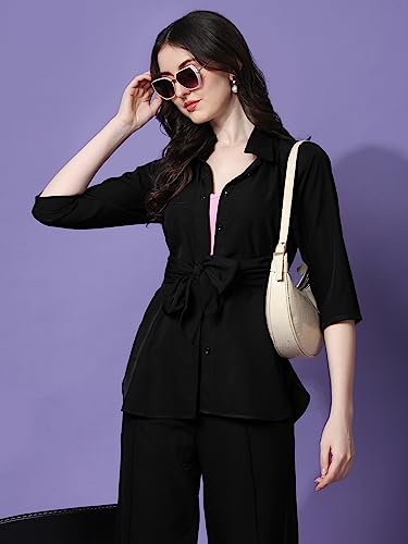 Image of Sheetal Associates Women's Solid Casual Co ords Set 2 Piece Open top & Pant Set
