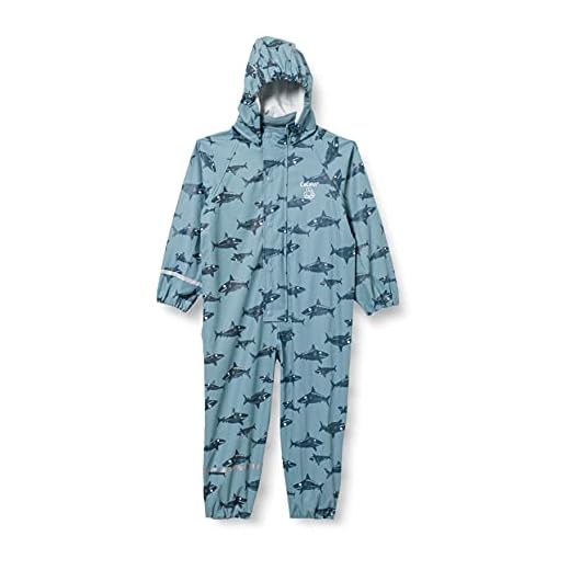 Celavi Pojkar Rainwear Suit med tryck regnrock, Rökblå, 110 cm