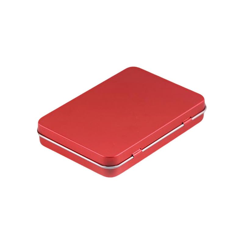 Globellapro 10.8 * 7.6 * 1.77cm Rectangular Tin Boxes Red Hinged Storage Tins Metal Empty Tins Containers Tweezers,Tools Small Items Storage Organizer