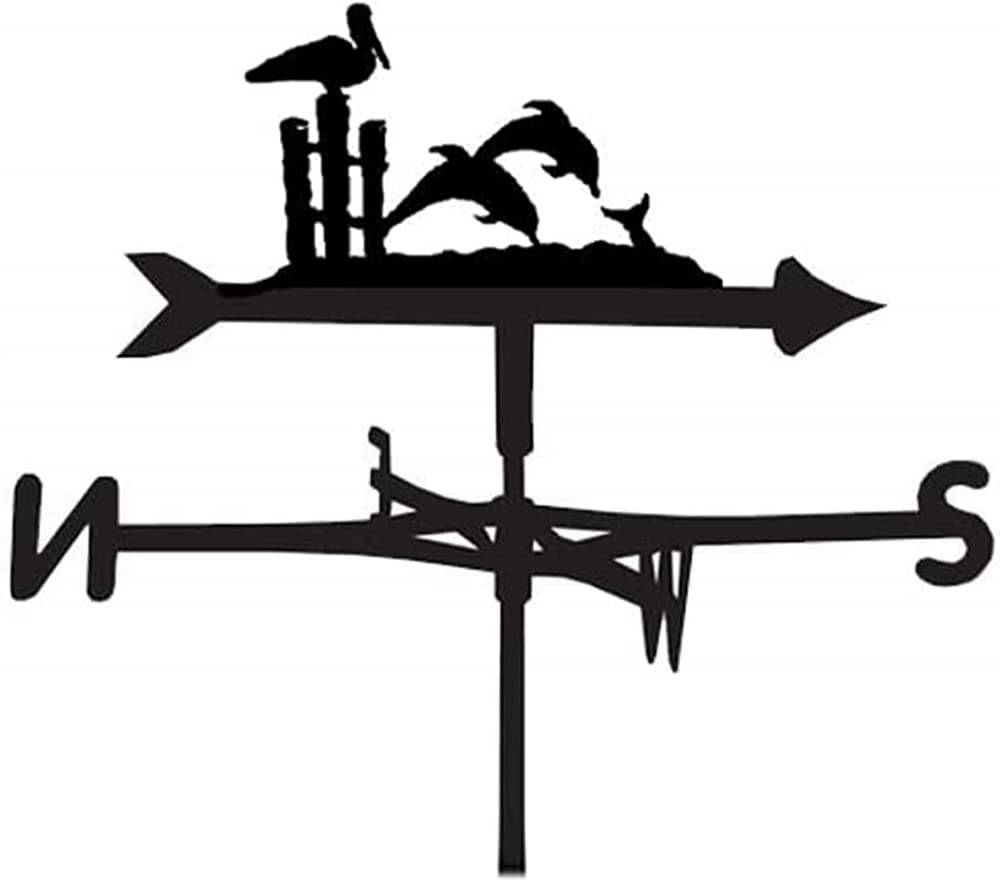 TAXXII Weather Vane for Garden, Metal Weathervane Outdoor Farm Wind Weathercock Measuring Tools Roofs Garden Yard Patio Decor -Dolphins