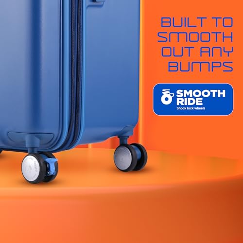 Image of American Tourister Purimax 77 CM Check-in Suitcase with TSA Lock & 8 Wheels Hard Polycarbonate /Trolley Bag for Holiday /Travel Bag for Holiday /Travel Bag with Double Spinner Wheels for Unisex- Blue