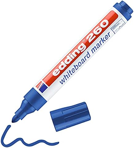 Edding 260 Beyaz Yazı Tahtası Kalemi, Mavi, Yuvarlak Uç 1,5-3 mm, 1 Adet