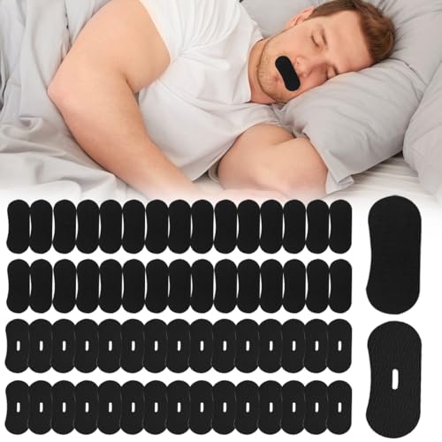 LYITZW 60 Tiras Bucales Mouth Tape, Cinta Bucal Antironquidos con Orificios de Ventilación, Mejora la Respiración Nocturna para Personas con Ronquidos y Respiración Bucal