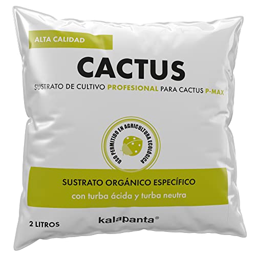 Kalapanta Sustrato para Cactus y Suculentas 2L - Tierra Orgánica para Plantas de Interior y Exterior, Calidad Profesional y Permitido en Agricultura Ecológica