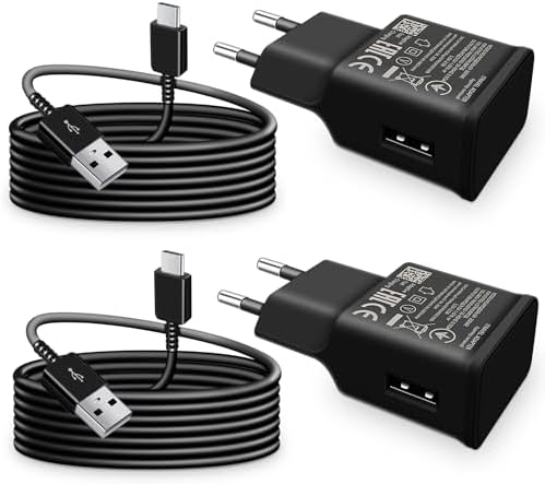 Ladegerät Handy, [2er-Pack] Schnellladegerät mit Ladekabel USB C Schnellladekabel Typ C Kabel 1,5M für Samsung Galaxy A15 A14 A13 A33 A34 A35 A55 A54 A53 A51 A50 A41 A40 A71 A25 A2